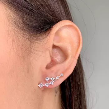Brinco Ear Cuff Com Zircônia Prata 925 - 105815 - Roanne Jóias