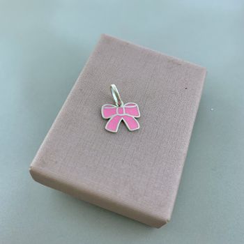 Pingente Laço com Resina Rosa Prata 925 - 10117802 - Roanne Jóias