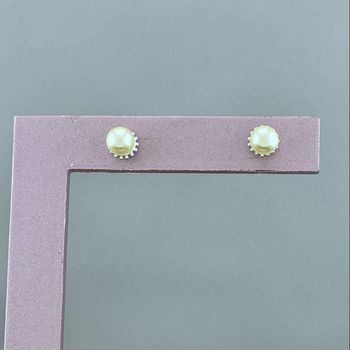 Brinco Prata Legítima 925 Perola 6mm com Zirconia ... - Roanne Jóias