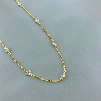 Corrente Com Coraçoes Em Zirconia Semijoia Banhado... - Roanne Jóias