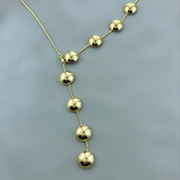 Colar Gravata Meia Bola Semijoia - 106087 - Roanne Jóias