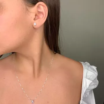 Conjunto Prata Legitima 925 Gota Com Zircônia - 1... - Roanne Jóias