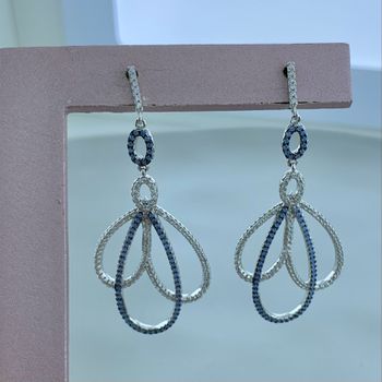 Brinco Nano Turquesa e Zirconias Prata 925 - 10105... - Roanne Jóias