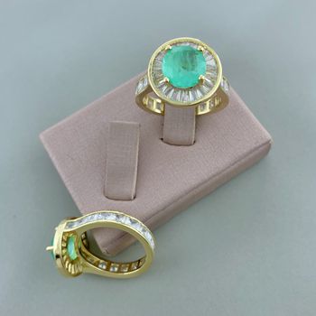Anel Pedra Turmalina e Zirconia Banho ouro 18k - 1... - Roanne Jóias