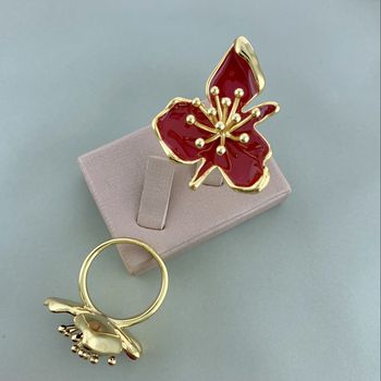 Anel Flor Resina Banho Ouro 18k - 106307 - Roanne Jóias