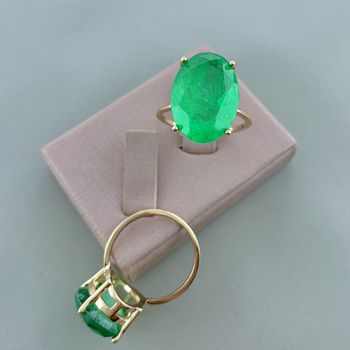 Anel Pedra Verde Banho Ouro 18k - 106001 - Roanne Jóias