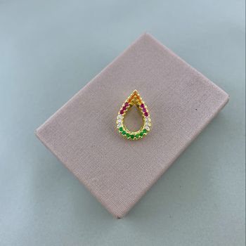 Pingente Gota com ZIrconia Colorida - 106991 - Roanne Jóias
