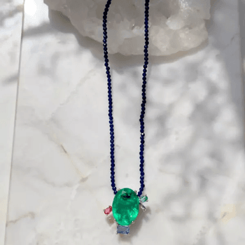 Colar Sodalita Pingente Pedra Colors Semijoia - 10... - Roanne Jóias