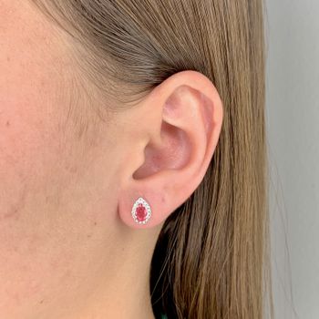 Brinco Gota Rosa Cereja Com Zirconia Prata 925 - 1... - Roanne Jóias
