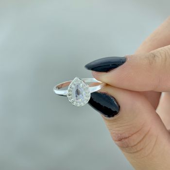 Anel Gota Cristal Com Zirconia Prata 925 - 1011830... - Roanne Jóias