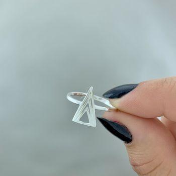 Anel Triangulo Vazado Prata 925 - 101182856 - Roanne Jóias