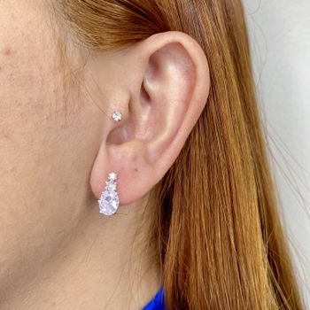 Brinco Com Zirconia Prata 925 - 1011830315 - Roanne Jóias