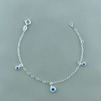 Pulseira Olho Grego Resinado 1,3g Prata 925 - 1011... - Roanne Jóias