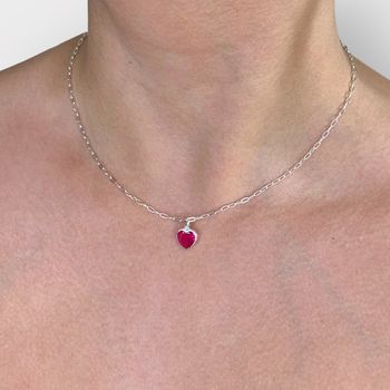 Choker Coração Zirconia Rosa Prata 925 - 101183037... - Roanne Jóias