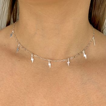 Choker Com Pingentes Raio 2,5Gr Prata 925 - 101183... - Roanne Jóias