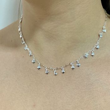 Choker com Pingentes de Losango 4,2Gr Prata 925 - ... - Roanne Jóias