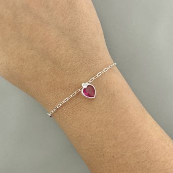 Pulseira Corações De Zirconia Rosa 1,5Gr Prata 925... - Roanne Jóias