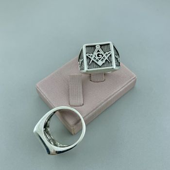 Anel Prata Legitima 925 Maçonaria Envelhecido - 10... - Roanne Jóias