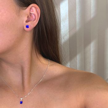 Conjunto Prata Legítima 925 Redondo Zirconia Azul ... - Roanne Jóias