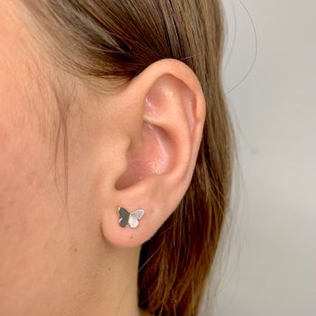 Brinco Prata Legítima 925 Borboleta Origami - 1011... - Roanne Jóias