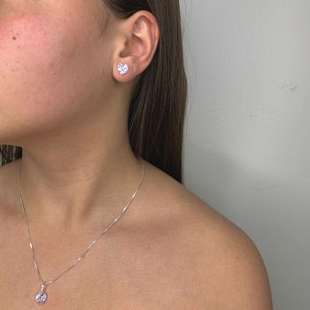 Conjunto Coração Zirconia Branca 8 milímetros 45 c... - Roanne Jóias