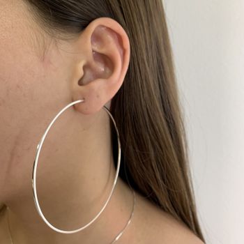 Argola Redonda Prata Legitima 925 7,5cm Fio Quadra... - Roanne Jóias