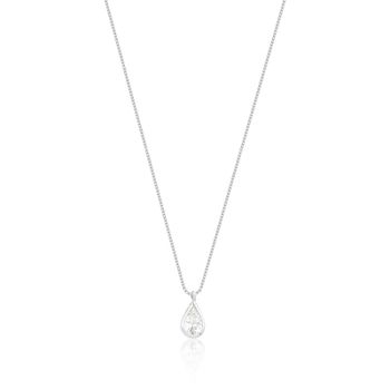 Corrente com Pingente Ponto de Luz Gota Prata 925 ... - Roanne Jóias