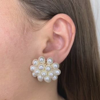 Brinco Flor Pérola Banhado Ouro 18k - 106319 - Roanne Jóias