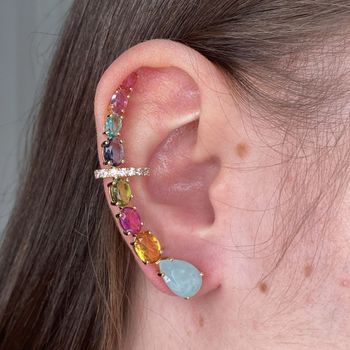 Brinco Ear Cuff Com Zirconia Semijoia Banhada a Ou... - Roanne Jóias