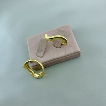 Anel Ondulações Banhado Ouro 18k - 106514 - Roanne Jóias