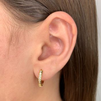 Argola Click Cravejada Zirconia Cristal Semijoia B... - Roanne Jóias