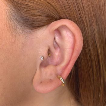 Argola Click Com Zirconia Cristal Semijoia Banhada... - Roanne Jóias