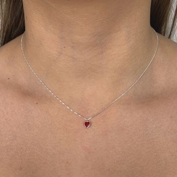 Corrente Ponto de Luz Coração Zirconia Rubi 7x5mm ... - Roanne Jóias