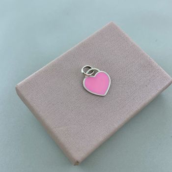 Pingente Coração Rosa Resinado Prata 925 - 1011578... - Roanne Jóias