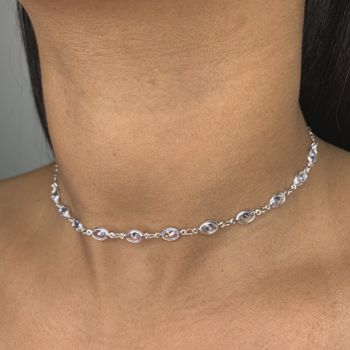 Chocker Zirconia Oval 4,1Gr Prata 925 - 1011830803 - Roanne Jóias