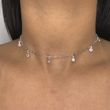 Chocker Zirconias Cristal 3,0g Prata 925 - 1011830... - Roanne Jóias