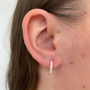 Brinco Argola uma Fileira Zirconia Cristal Media P... - Roanne Jóias