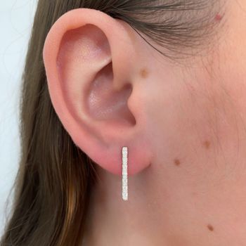 Brinco Palito Grande com Zirconia Prata 925 - 1011... - Roanne Jóias