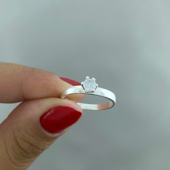 Anel Solitario Zirconia Cristal Prata 925 - 101183... - Roanne Jóias