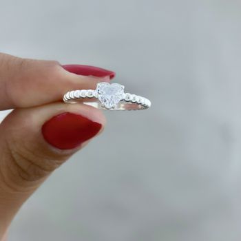 Anel Aro Bolinha e Coraçao Zirconia Cristal Prata ... - Roanne Jóias
