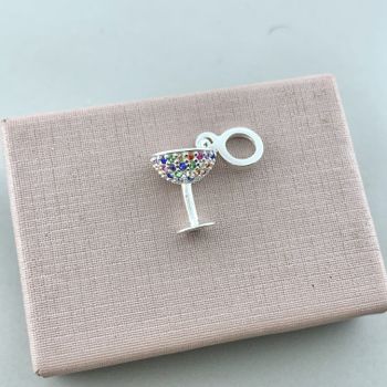 Berloque Taça com Zirconia Colorida Prata 925 - 10... - Roanne Jóias