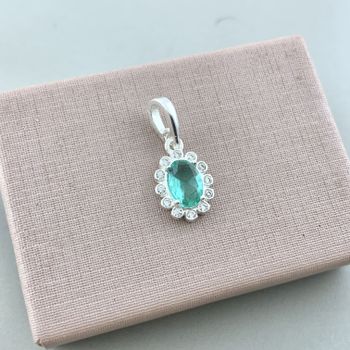 Pingente Oval Zirconia Cristal e Verde Claro Prata... - Roanne Jóias