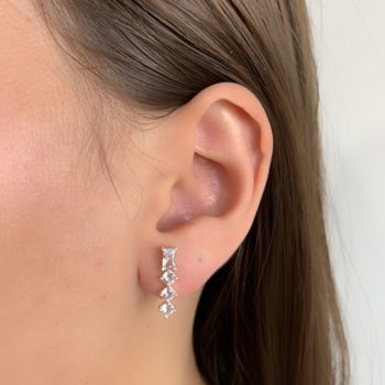 Brinco com Zirconia Geometricas Prata 925 - 101183... - Roanne Jóias