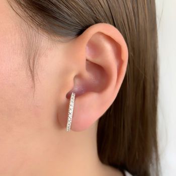 Brinco Prata Legítima 925 Ear Hook com Zirconia -... - Roanne Jóias