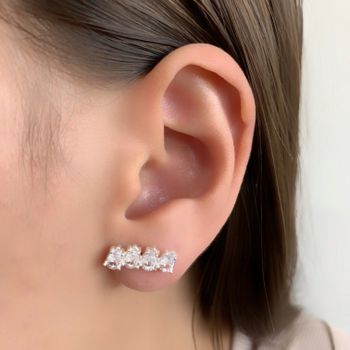 Brinco Gotas com Zirconia Cristal Prata 925 - 1011... - Roanne Jóias