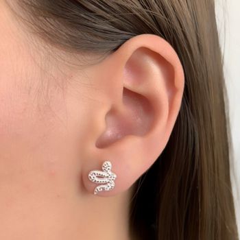 Brinco Prata Legítima 925 Cobra com Zirconia - 101... - Roanne Jóias