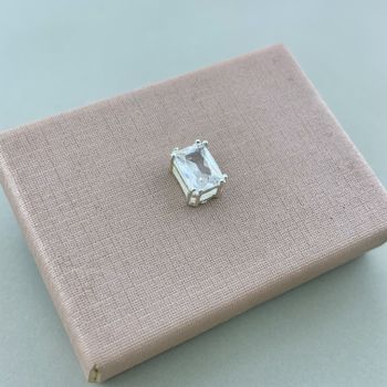 Pingente Retangular Zirconia Cristal Prata 925 - 1... - Roanne Jóias