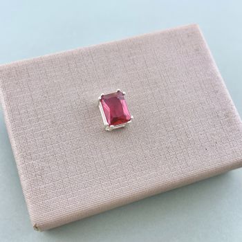 Pingente Retangular Zirconia Rosa Escuro Prata 925... - Roanne Jóias
