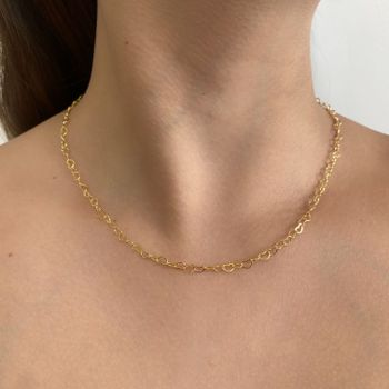 Corrente Elo Coraçao 45cm Semijoia - 1011831778 - Roanne Jóias