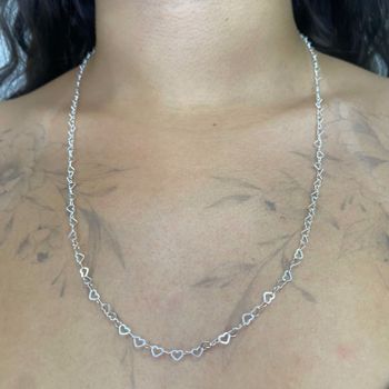 Corrente Elo Coraçao 60cm 3,4gr Prata 925 - 101183... - Roanne Jóias